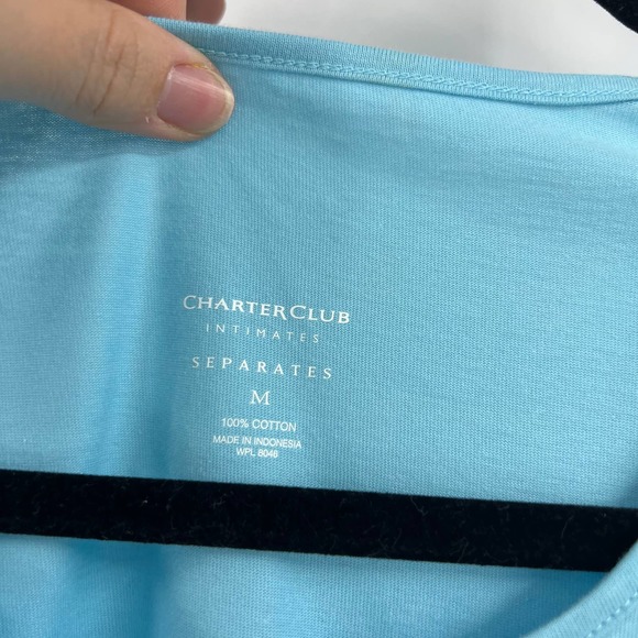 Charter Club Light Blue Cap Sleeve Tshirt V Neckline Women's Medium NEW NWT - Picture 3 of 7